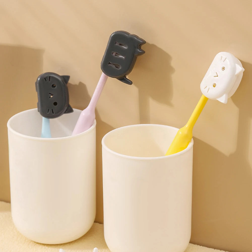 4-piece set Cute Cat Toothbrush Protector Cover, Ventilated Dust Proof Toothbrush Head Cap for Clean Sanitary Toothbrush Storage