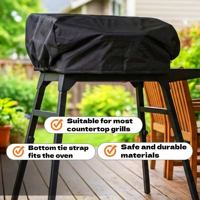 BBQ Grill Cover with Drawstring Closure Gas Grill Cover Polyester Dust and Weather Protection for Outdoor Camping Cooking TMZ