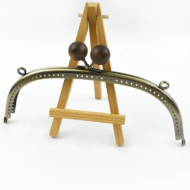 1/2/5Pcs Metal Wood Bead Purse Frame 12.5/16.5/20.5cm Wallet Kiss Clasp Bag Handle DIY Handmade Leather Craft Sewing Accessories