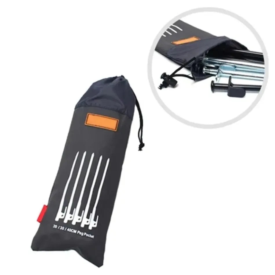 2026 Outdoor Tent Pegs Bag Camping Tent Accessories Hammer Wind Rope Tent Nail Storage Pouch Cover Case Travelling Supplies