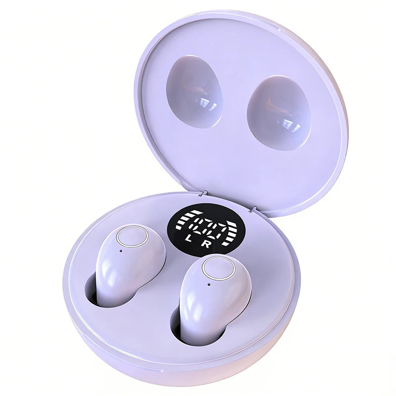 SK31 Mini Invisible Headphones Wireless Bluetooth 5.4 Headphones Bass Sleeping Headphones with Microphone Noise Cancellation HD