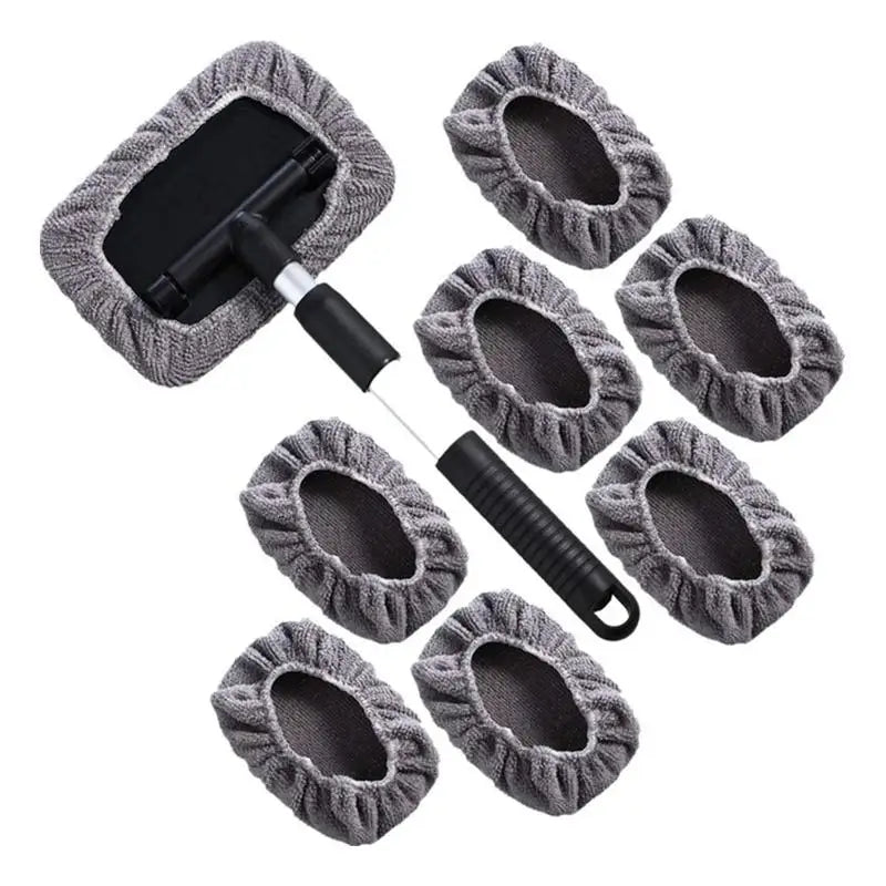Car Windshield Glass Cleaner Microfiber Car Window Cleaning Brush Extendable Handle Interior Exterior Car Wash Tools Set