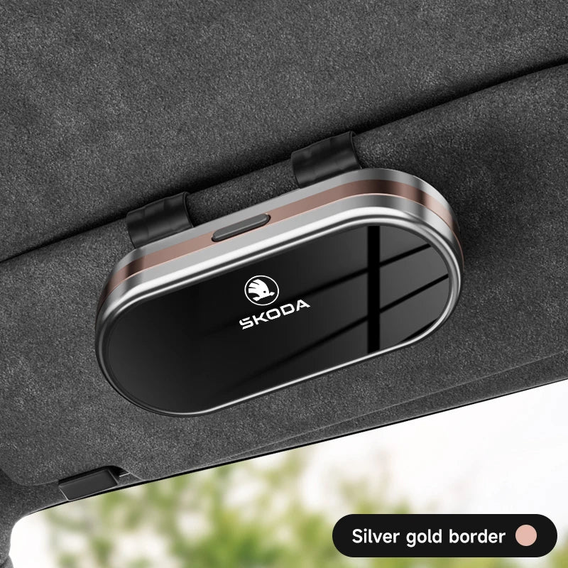 ABS Electroplating Process Car Sunshade Glasses Case For Skoda Octavia VRS Rapid Kodiaq Fabia Karoq Superb Scala Kamiq