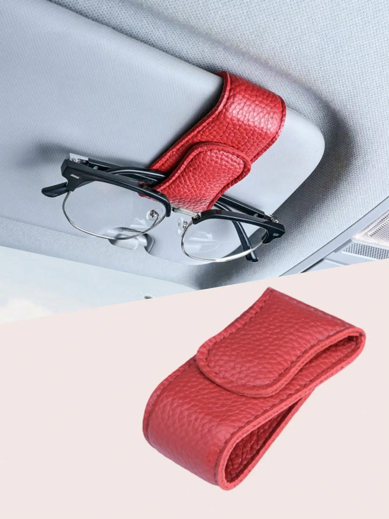 2Pcs Sunglasses Holder Is Suitable for Car Sunshades Magnetic Leather Sunglasses Clip and Ticket Clip Car Sunshade Accessories