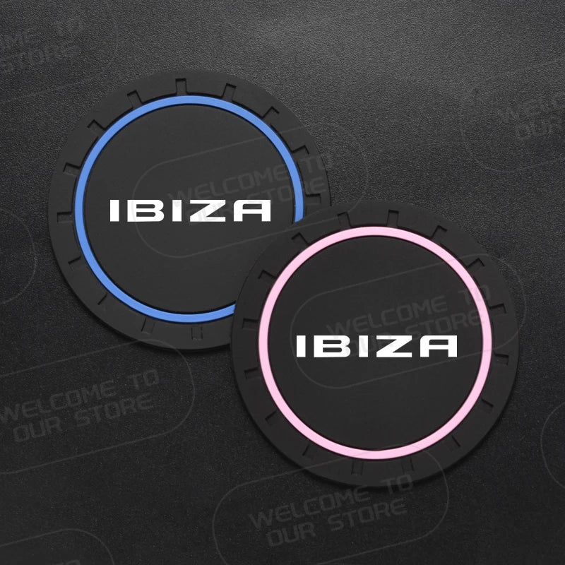 Car Silicone Coaster For Ibiza LOGO 6L MK4 FR Line TSI TDI 2Pcs Anti-Slip Water Cup Drink Mat Insert Coaster Pads Accessories