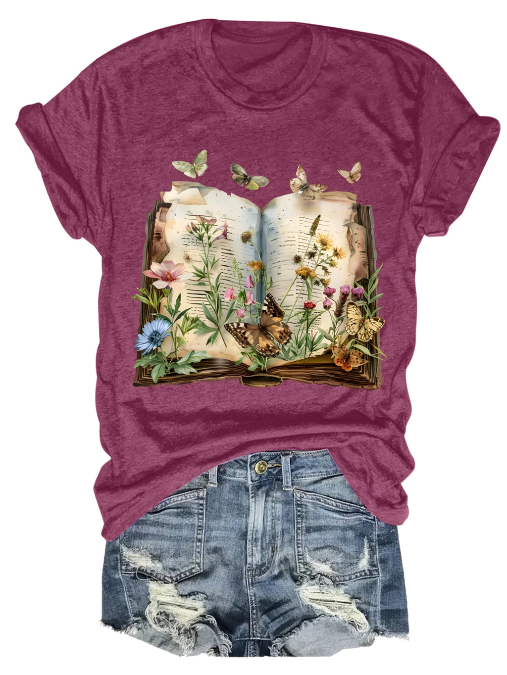 Women's plus size tank top Open Book With Flowers And Butterflies Suitable for sports and daily wear womens clothes sleeveless