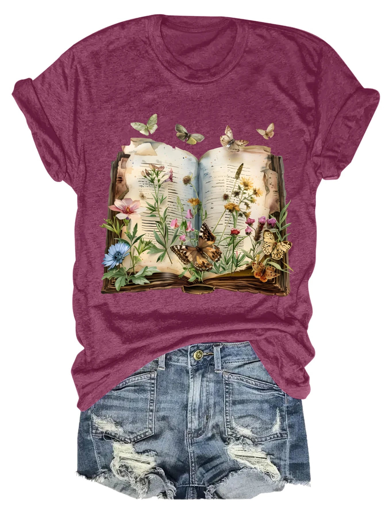 Women's plus size tank top Open Book With Flowers And Butterflies Suitable for sports and daily wear womens clothes sleeveless
