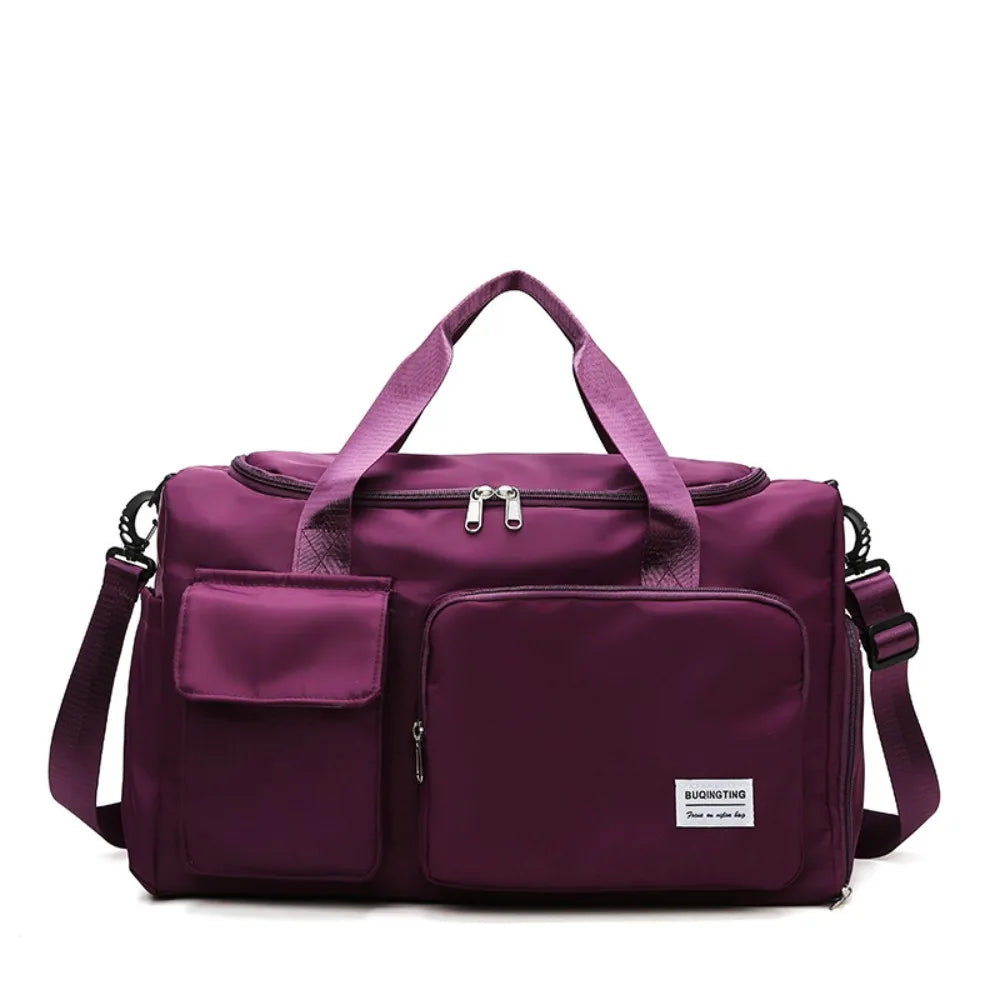 Oxford Travel Luggage Bag Sturdy Foldable Nylon Duffle Bag Multi-functional Solid Color Large Capacity Handbag Ladies