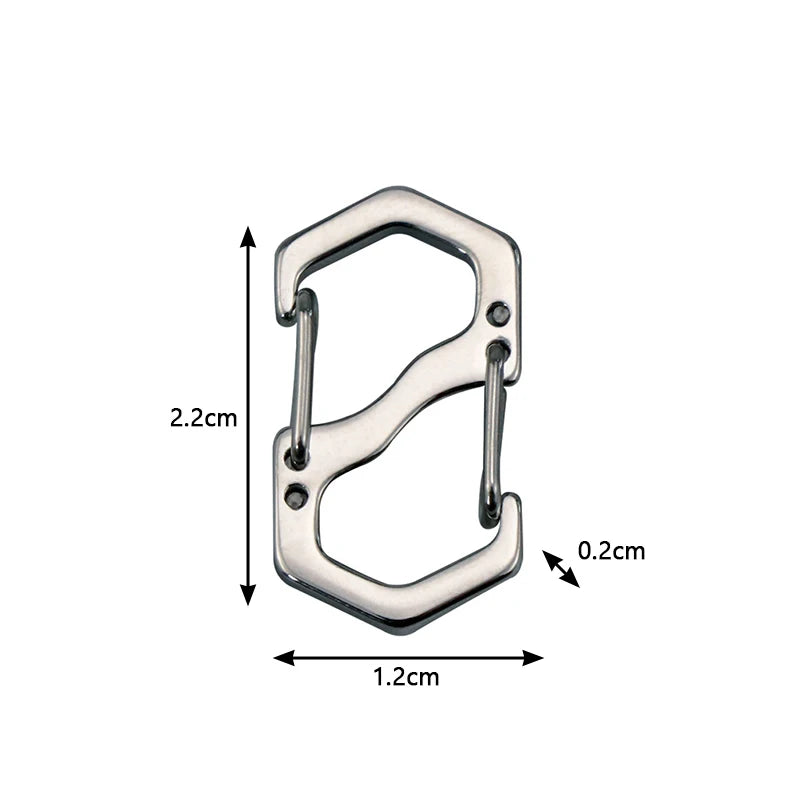 S Type Carabiner with Lock Anti-Theft Outdoor Camping Backpack Buckle Key-Lock Tool Metal Double Hooks Mini Keychain Lock Hook