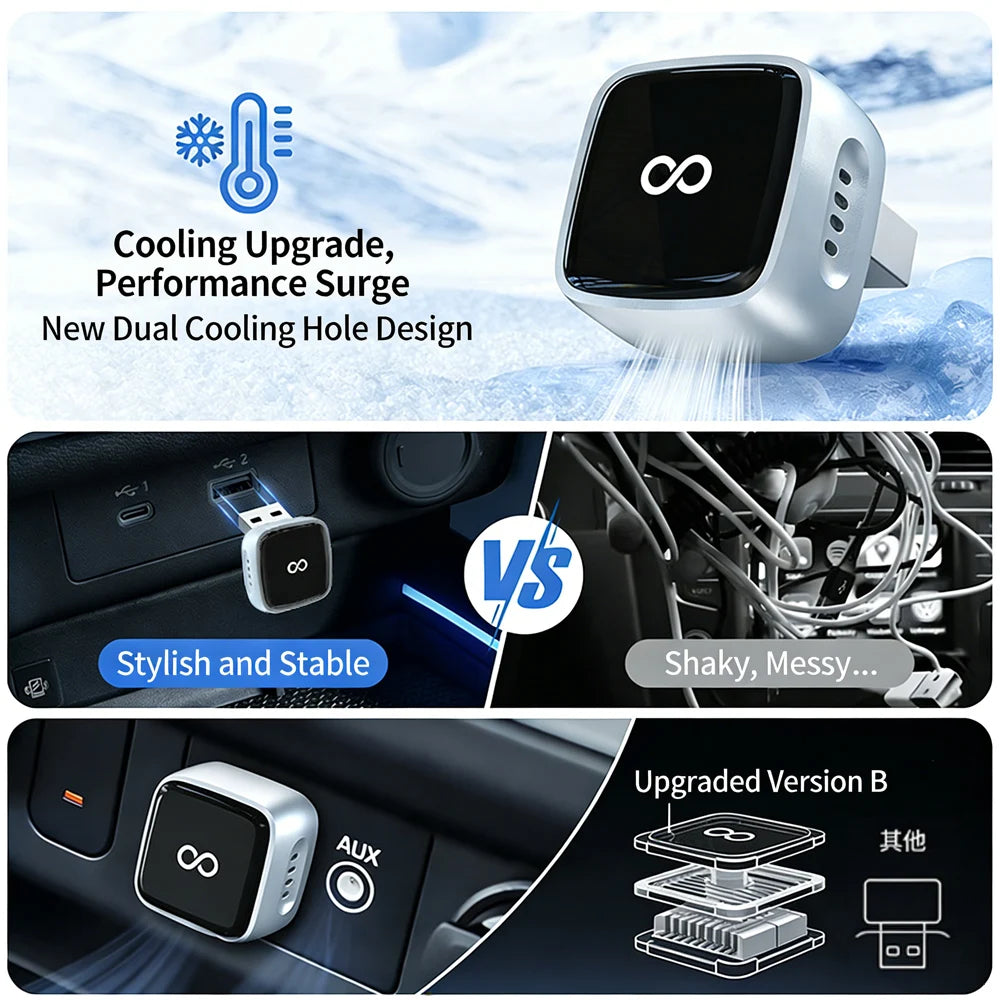 Wireless Carplay Adapter & Android Auto 2026 Upgrade Wired CarPlay to Wireless,2-in-1 Mini USB Design with Fast Stable Connectio