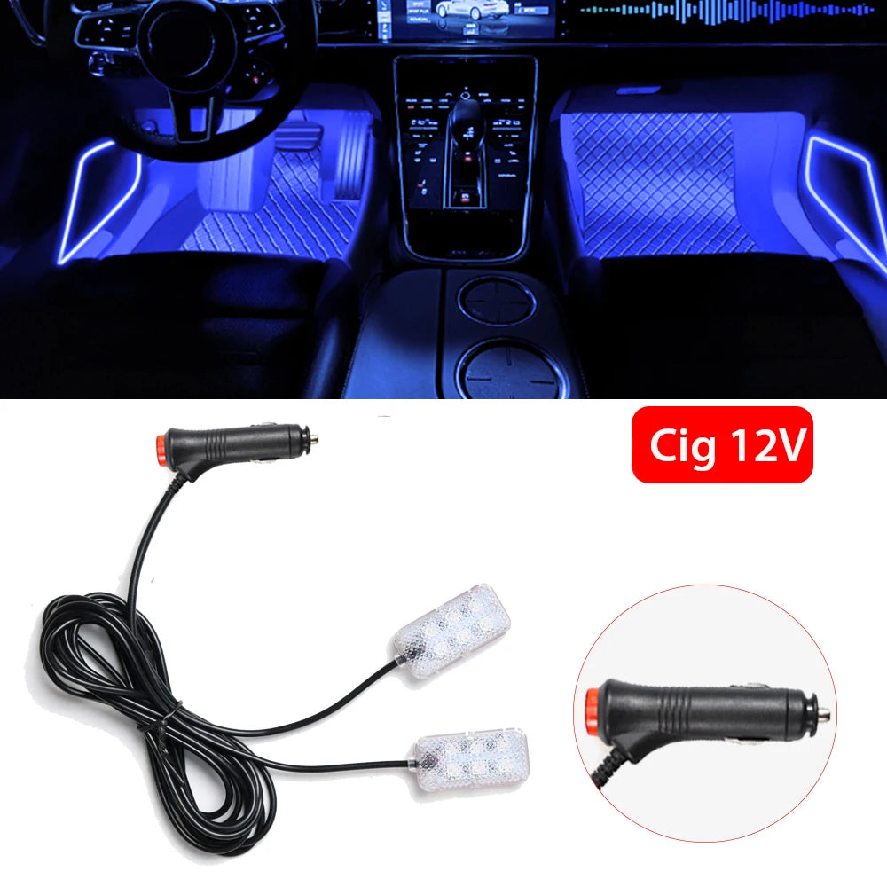 Foot Light Car Accessories ﻿LED Car Interior Ambient Foot Light with USB Atmosphere Decorative Lamps