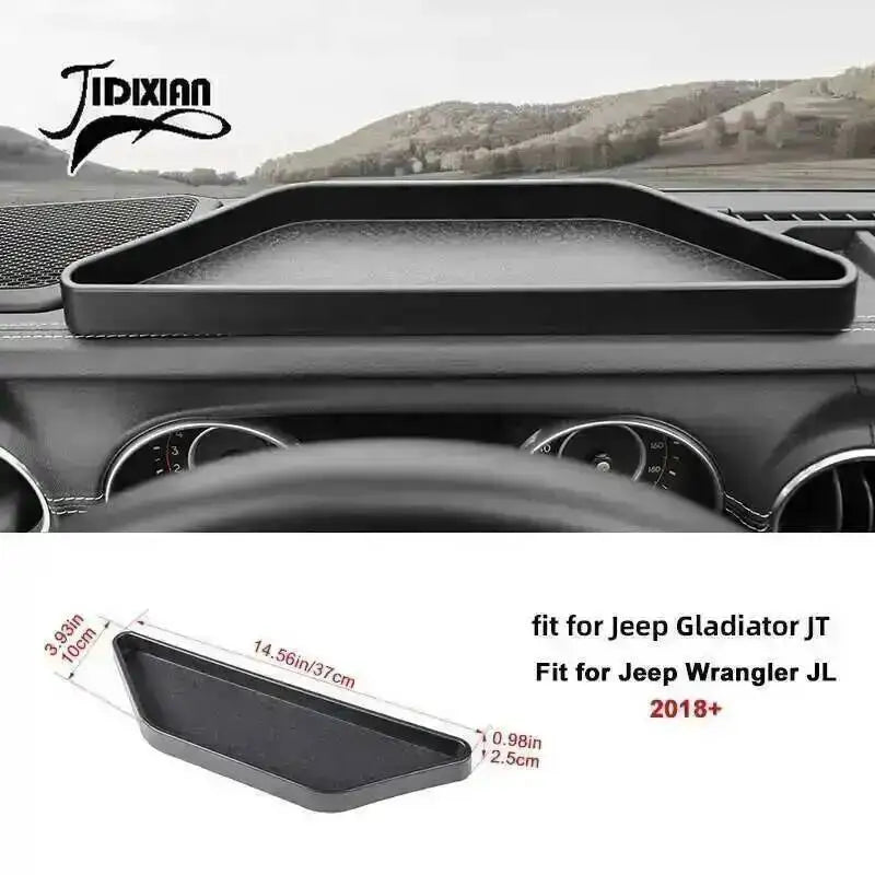 JIDIXIAN for Jeep Wrangler JL 4Xe for Gladiator JT 2018 2019 2020 2021 2022 2023 2024 2025 Dashboard Phone Holder Storage Box