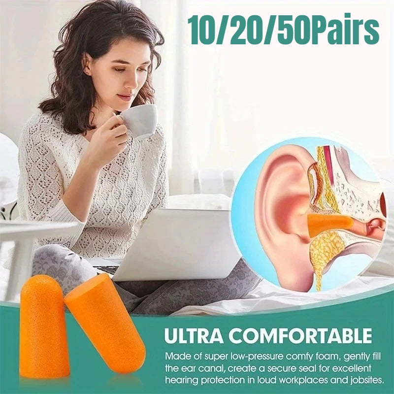 10/20/50Pairs Anti Noise Earplugs Sleep Work Learn Reduce Noise Soft Foam Convenient Durable Earplugs Packaged Separately
