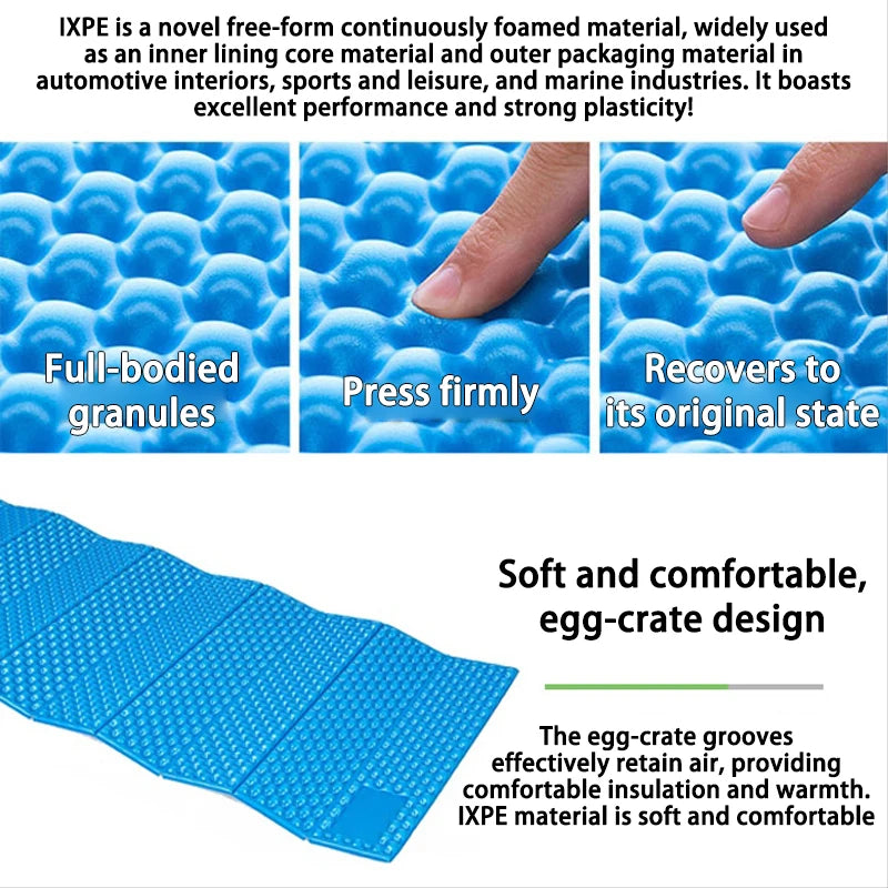 Portable Foldable Egg Crate Foam Pad Thickened Aluminum Foil Sleep Mat Moisture Proof Insulation Mat for Travel Picnic Camping