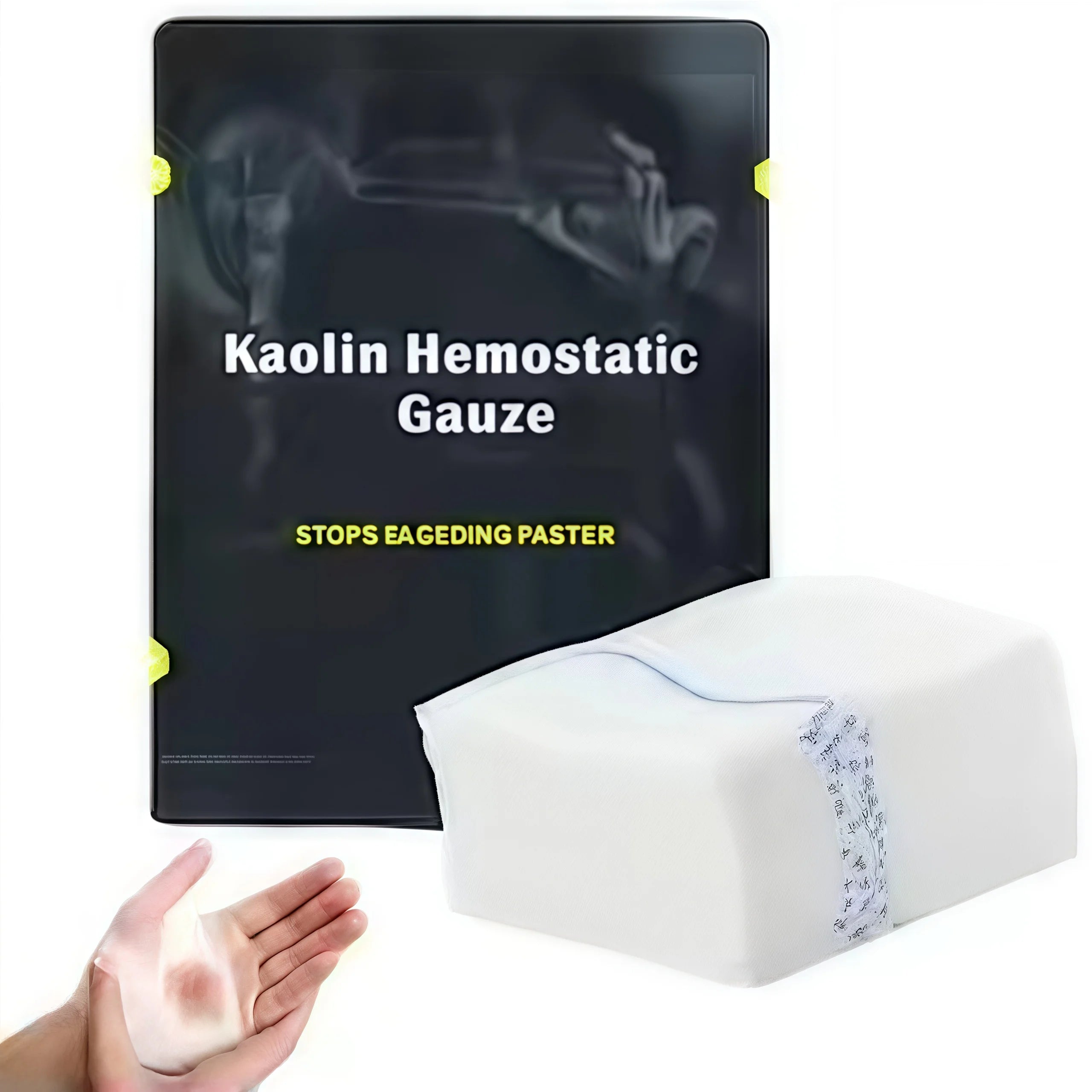 Kaolin Hemostatic Gauze-Z-Fold Emergency Trauma Dressing for Combat/IFAK/Tactical First Aid, Soluble Wound Dressing