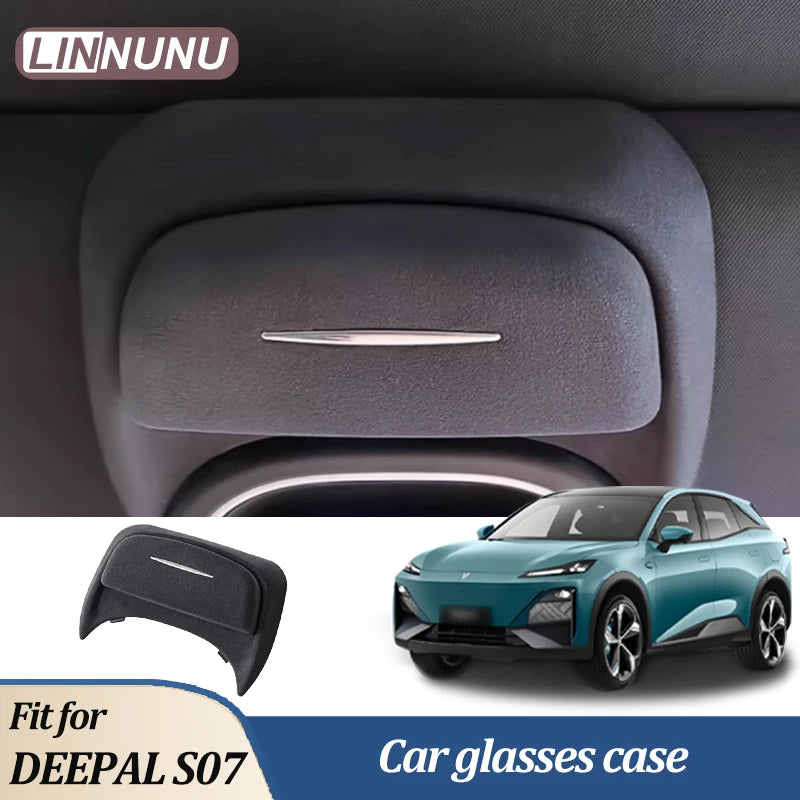 Linnunu Fit for Deepal S07 Car Accessories Car Glasses Case Car Roof Glasses Case Modification Accessories Multifunctional Sunglasses Case Clip Car Accessories Suede Style Glasses Case