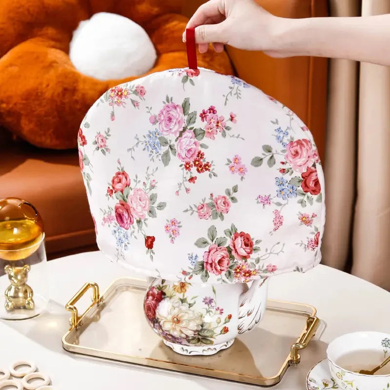 Househeld Teapot Keep Warm Cover Fabric Art Fragment Flower Cotton Dust Cover Anti-scald Cup Kettle Thermal Insulation Cover