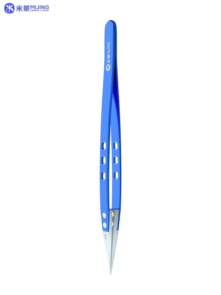 MiJing Anti-static Ceramic Stainless Steel Ultra Fine Tweezers Maintenance Industrial Precision For Phone Mainboard Repair Tools
