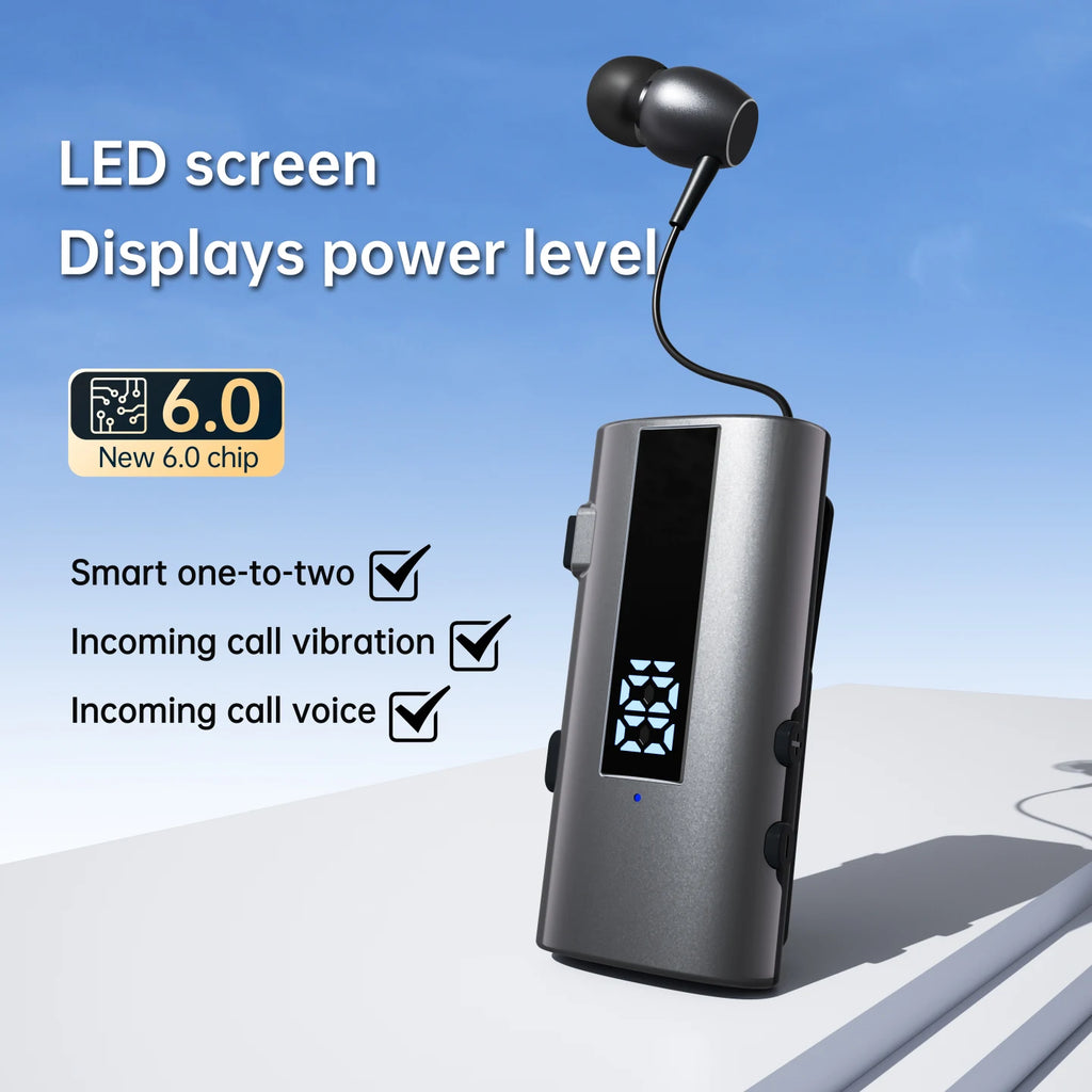 K92 50 Hours Mini Portable Wireless BT 6.0 Bluetooth Earphone In-Ear Headset Vibrating Alert Wear Clip Hands Free Earphones K55