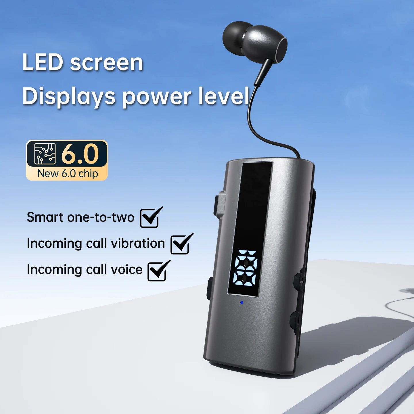 K92 50 Hours Mini Portable Wireless BT 6.0 Bluetooth Earphone In-Ear Headset Vibrating Alert Wear Clip Hands Free Earphones K55