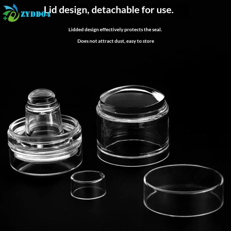 ●Jelly Silicone Nail Stamper With Dust Cover Transparent Nail Templates Stamp For Stamping Polish Printing Manicure Tools