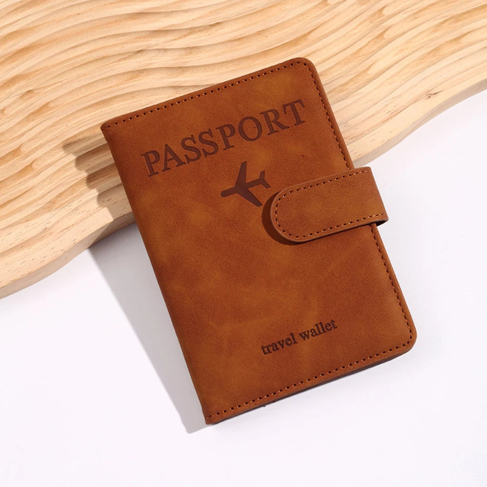 Customized Name PU Men's RFID Passport Holder 2-Style Envelope, Airplane Pattern Printed Anti-Theft Passport Wallet, Minimalist