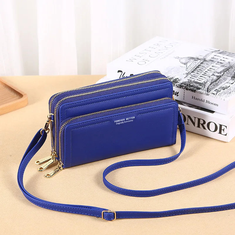 Ladies Wallet Double Layer Large Capacity Clutch Shoulder Bag Crossbody Mobile Phone Bag Coin Purse Card Holder Female Handbags