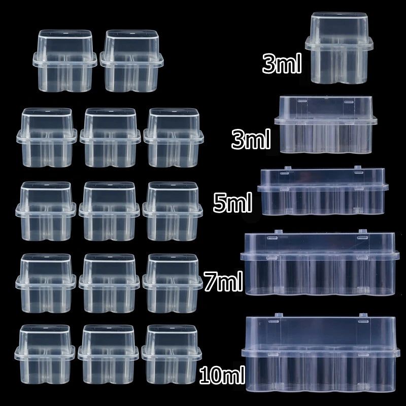3/5/7/10ML Vial Storage Box 2/10/24 Grids Peptide Freezer Tube Container Refrigerator Organizer Plastic 3ml Vial Box Stackable