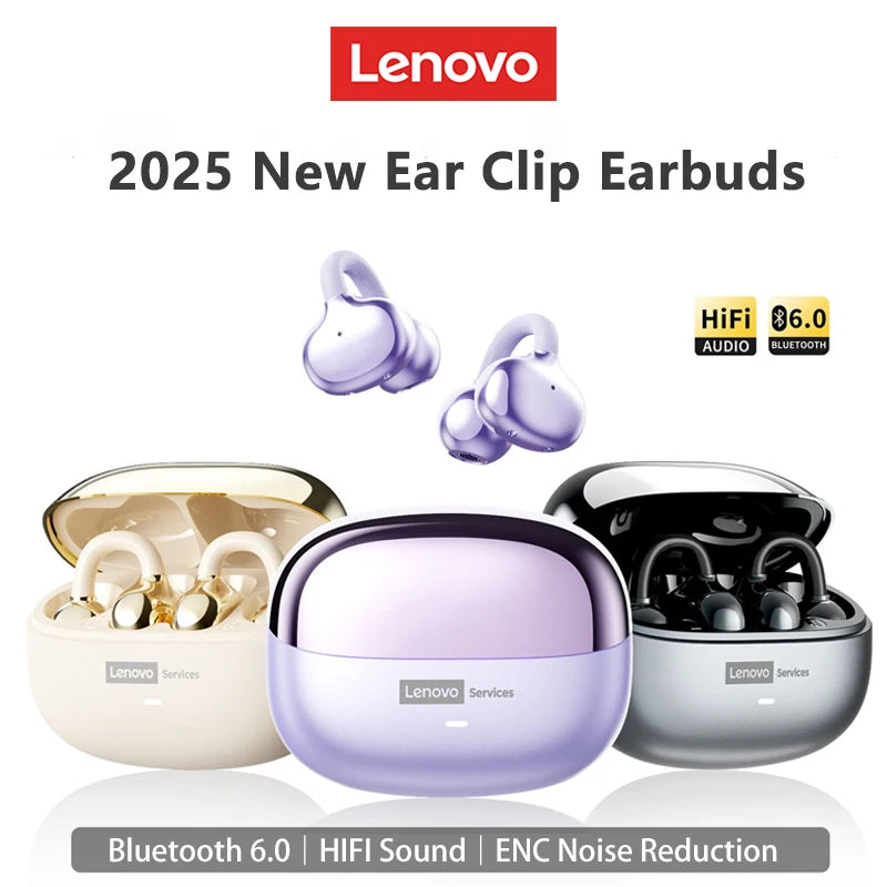 Choice Lenovo LE302 OWS Ear Clip Earphones Wireless Bluetooth 6.0 Headset HD Call Earbuds Low Latency Gaming Headphones New
