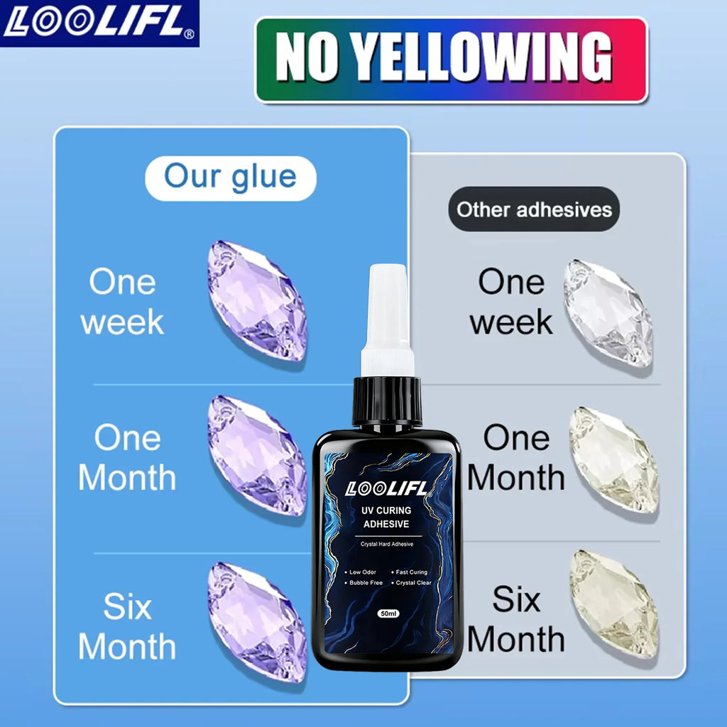50g New High-Strength UV Glue Curing Resin Adhesive (Equipped With UV Flashlight) Suitable For glass Crystal And Handmade DIY