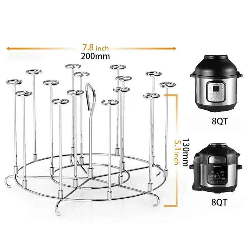 6Qt/8Qt Air Fryer Skewer Stand Stainless Steel Vertical BBQ Skewer Holder Home Kitchen Grilling Tool Air Fryer Accessories
