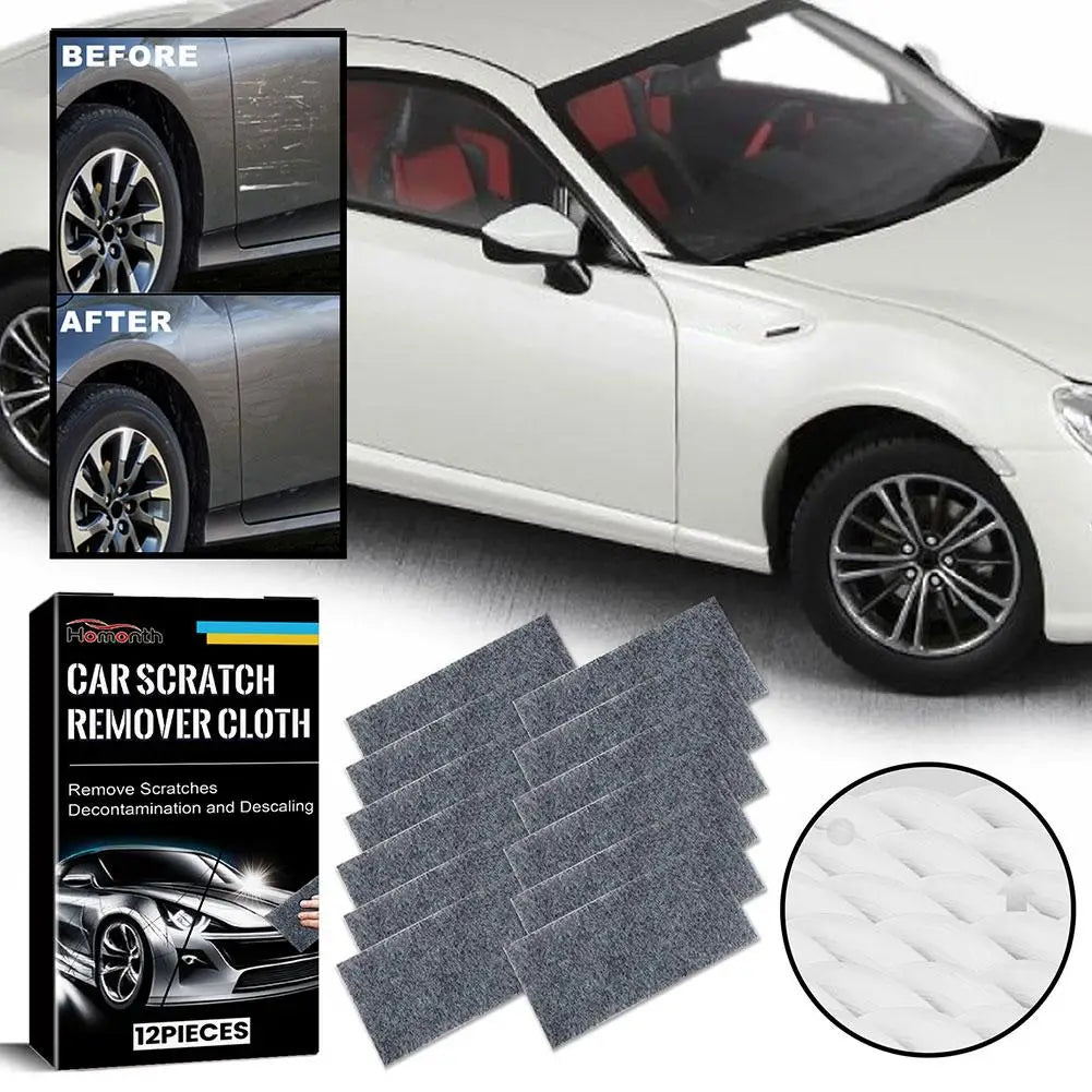 12Pcs Car Scratch Wiping Cloth Nano Flash Fabric Car Scratches Water Stain Cleaning Scratch Care Car Maintenance