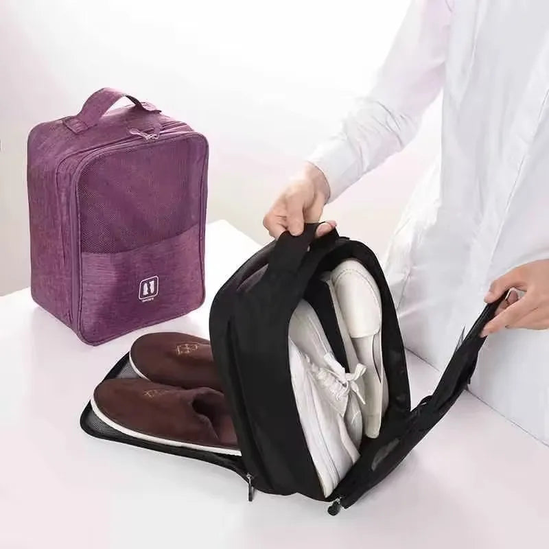 Breathable Mesh Waterproof Travel Shoe Storage Bag with Trolley Sleeve Portable Organizer Pouch for Sneakers Visible Design