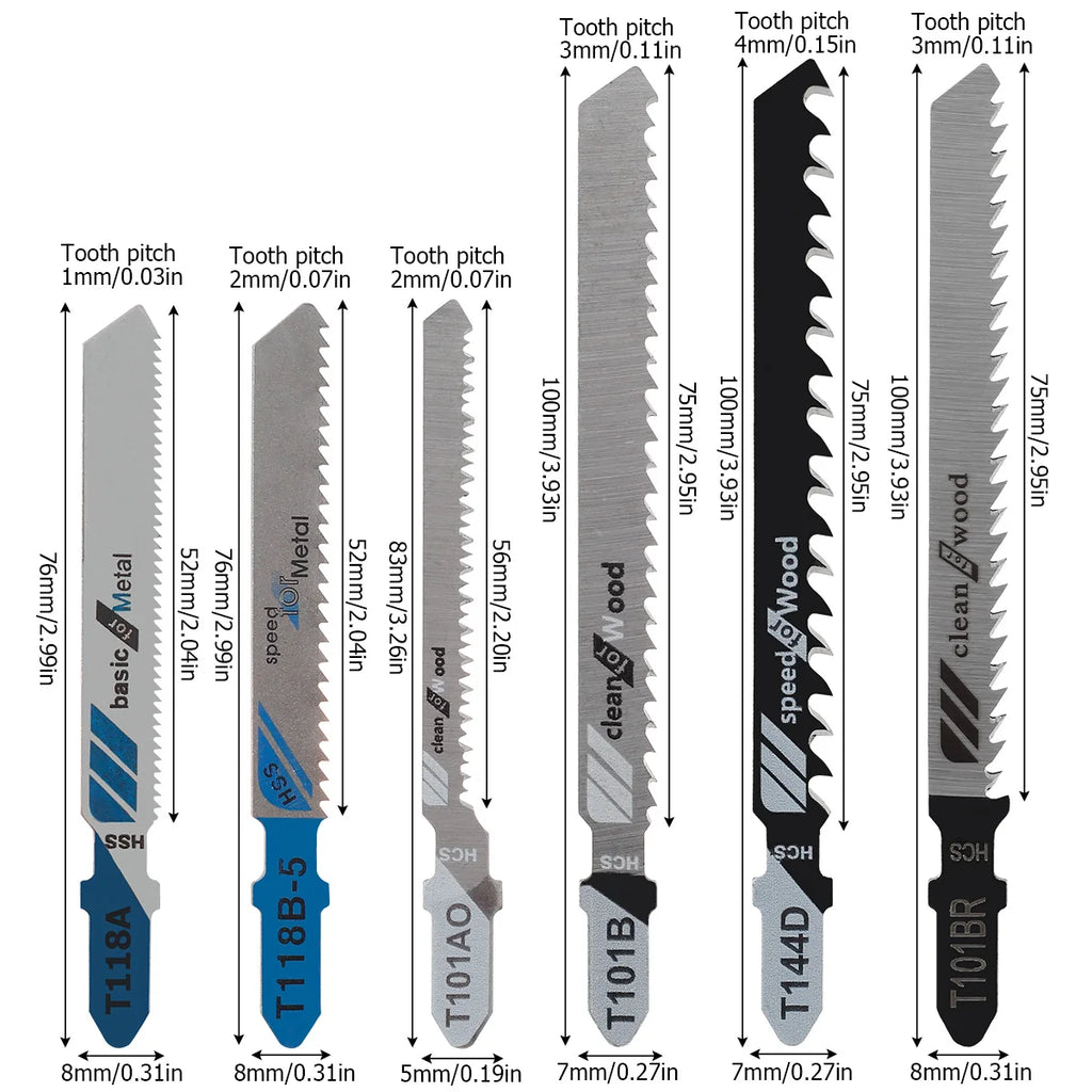 10/50pcs T-shank for Jig Blade Thin Metal Blade Cutting Jigsaw Saw DEWALT/Bosch/Hitachi/Makita/Milwaukee/Metabo Tool Wood Set