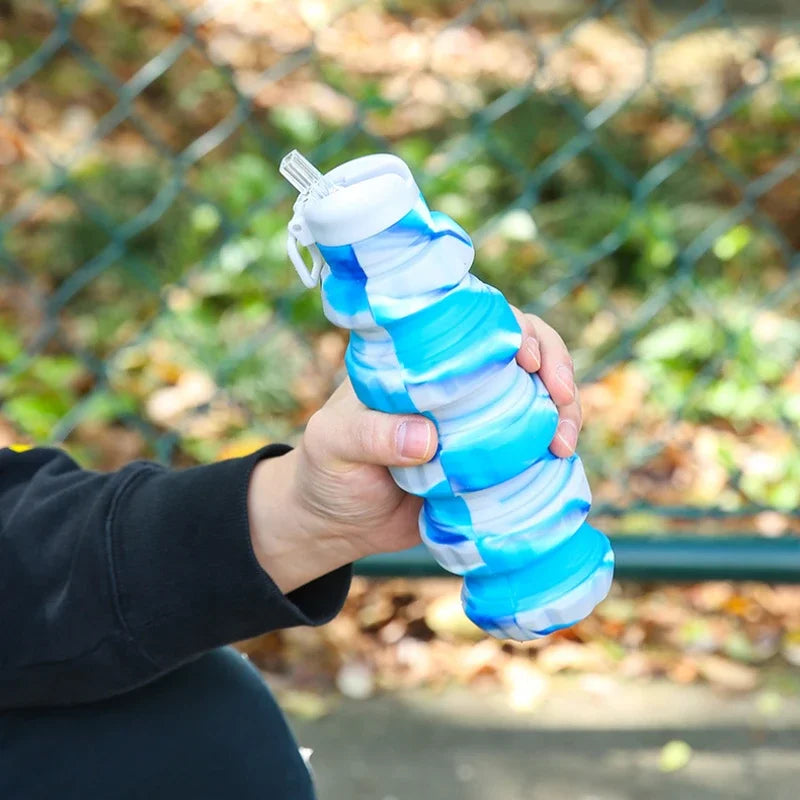 New Portable Silicone Water Bottle Retractable Folding Coffee Bottle Cups E Outdoor Travel Tools Collapsible Sport Bottles