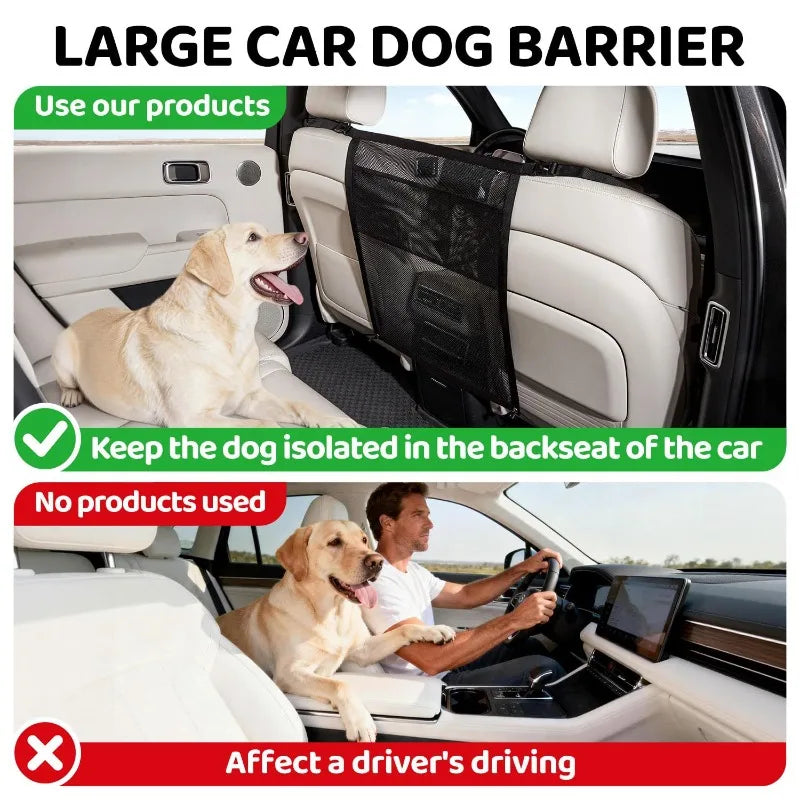 Car Pet Isolation Net Rear Isolation Barrier Thickened Protective Net and Anti Grab Safety Fence Car Seat Storage Bag