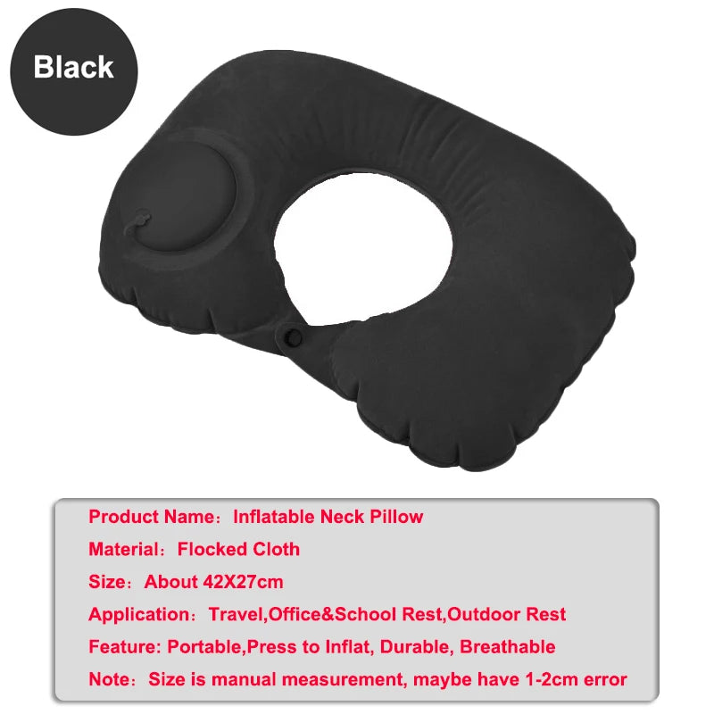 Inflatable Travel Pillow Airplane Neck Pillow U-shaped Cervical Orthopedic Protection Pillow Outdoor Portable Foldable Pillows ﻿