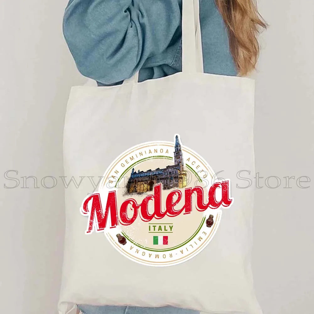 Funny Ciao Bella Saying Italy Flag Rome Colosseum Firenze Florence Panorama Italian Canvas Tote Bag Shopper Girl Casual Handbag