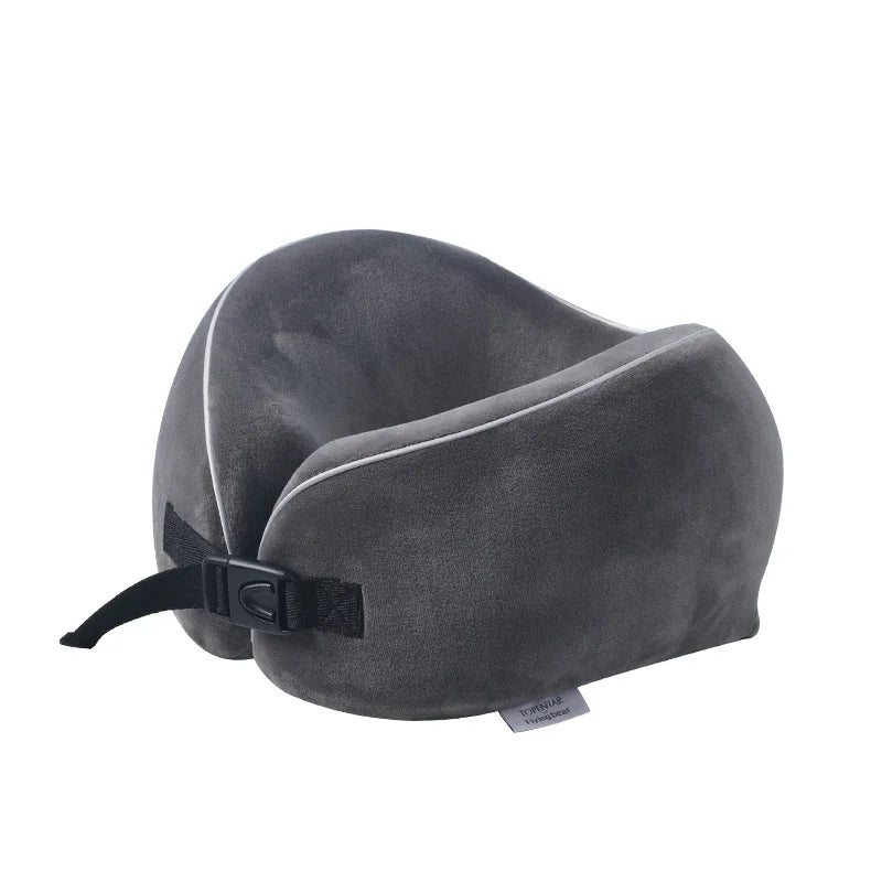 New Portable U-Shaped Memory Foam Pillow with Fleece Cover Airplane Neck Support Travel Pillow for Comfortable Sleep On-the-go