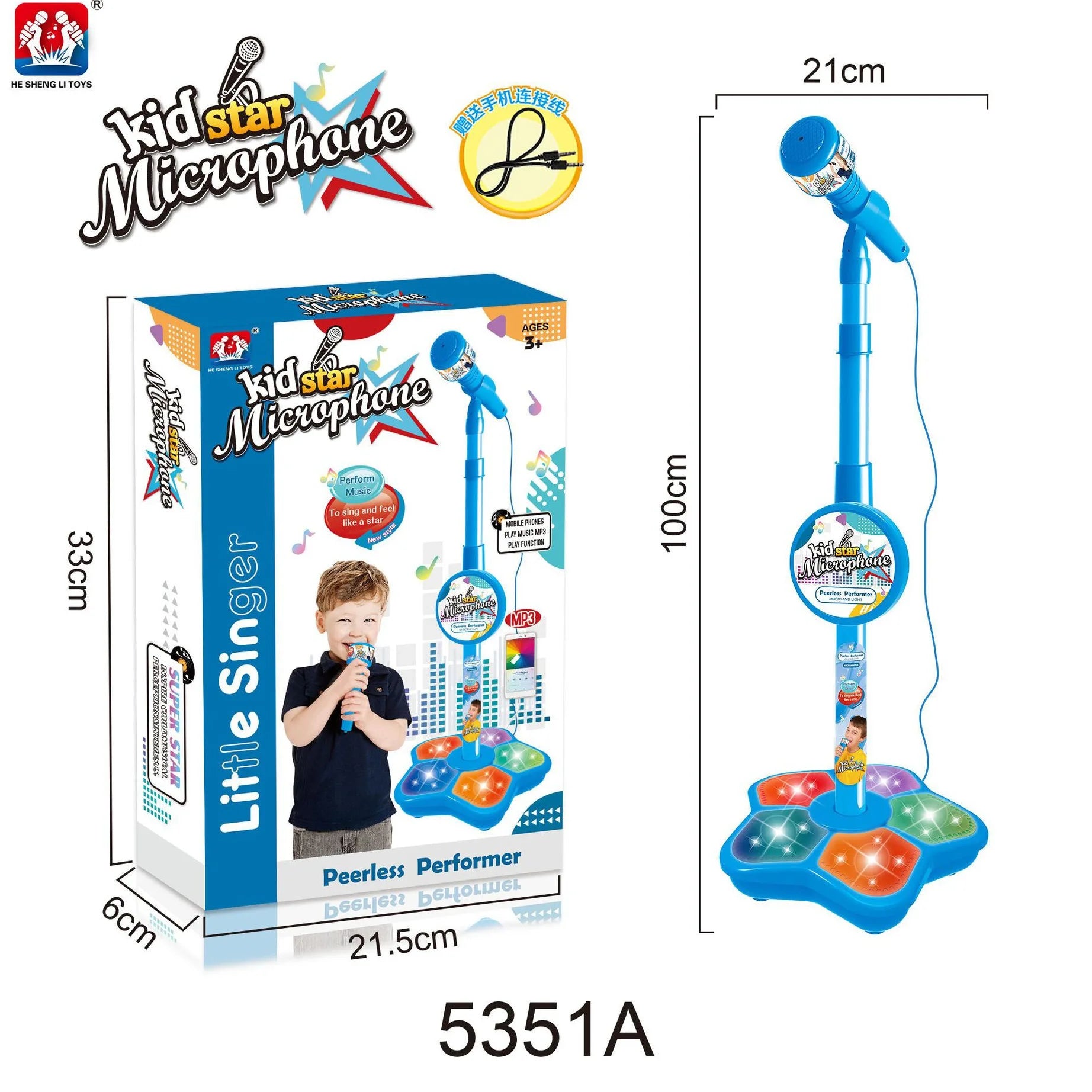 5350a Toys Witch Hunters Microphone With Adjustable Stand Led Lights Support Mp3 Playback Karaoke Singing Music Performance Gift