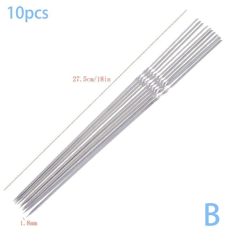 10/50Pcs Stainless Steel Barbecue Skewer Reusable BBQ Skewers Kebab Iron Stick For Outdoor Camping Picnic Tools Cooking Tools