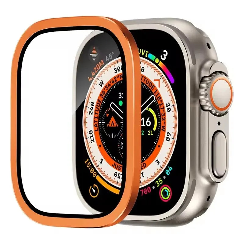 Aluminium Alloy Case+Tempered Glass for Apple Watch Ultra 3 2 1 Anti-Scratch Screen Protector for iWatch Ultra 2 49mm Cover Film