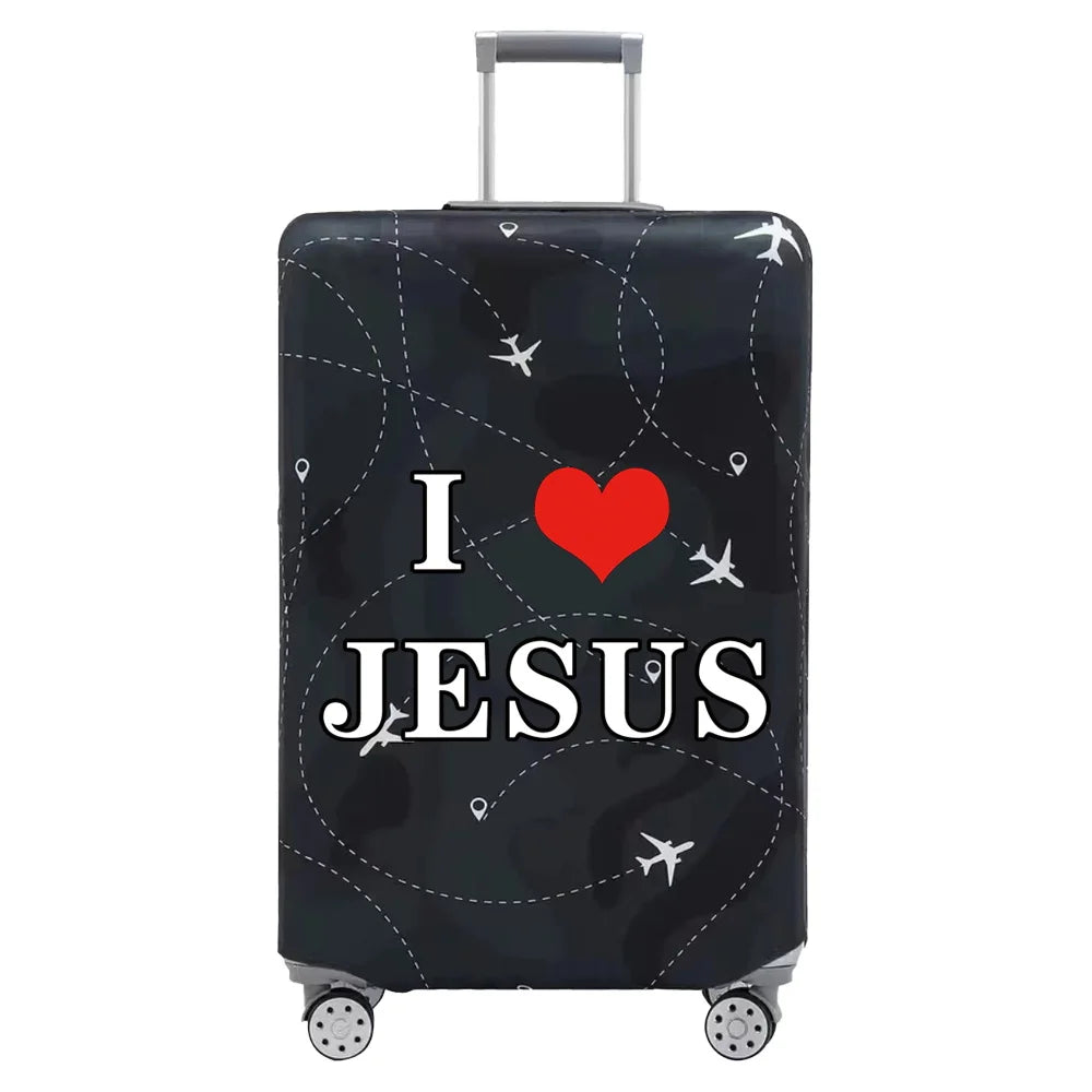 Luggage Cover Travel Suitcase Protective Cover Jesus Series Dust-Proof Thickened Elastic Fabric for 18-32inch Baggage Case