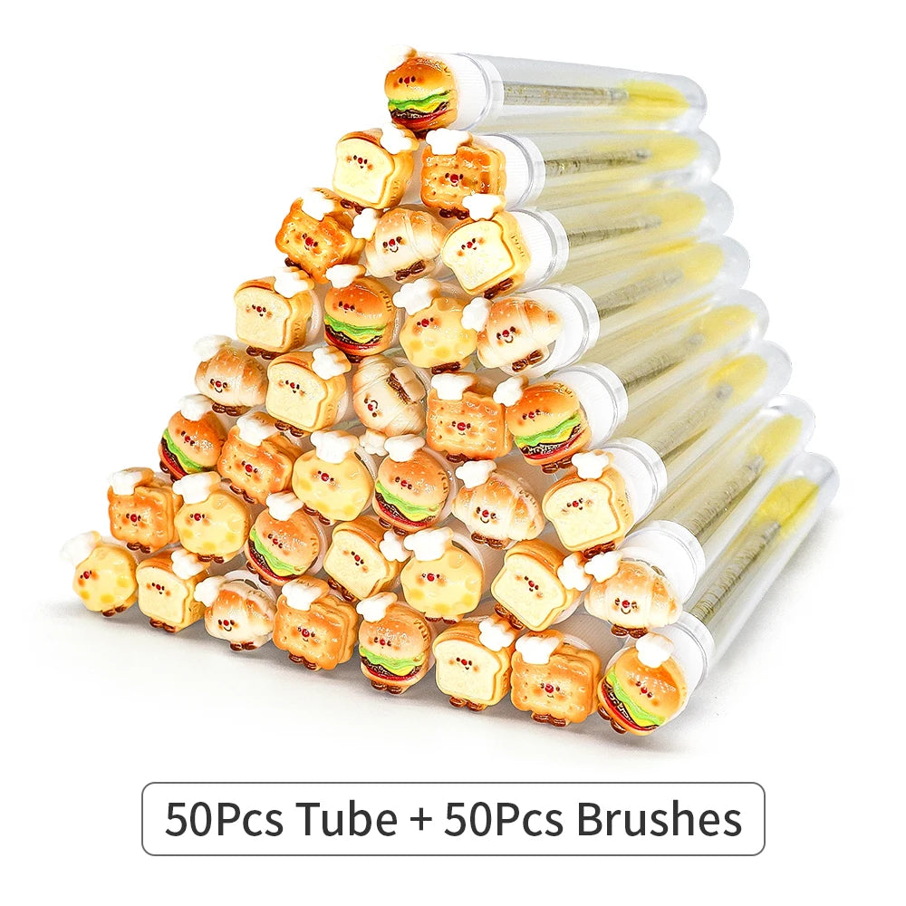 10/50PCS Disposable Eyelash Brushes Reusable Eyelashes Brush Lash Spoolies Brush Dust-proof Cleaner Storage Tubes Makeup Tool