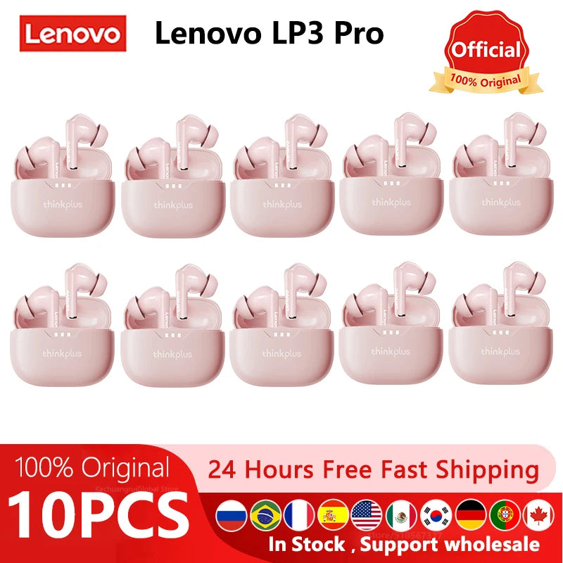 10pcs Lenovo LP3 Pro Wholesale 2pcs Original LP3 Pro Wireless Bluetooth Headphones HiFi Stereo Earbuds Noise Reduction With Mic