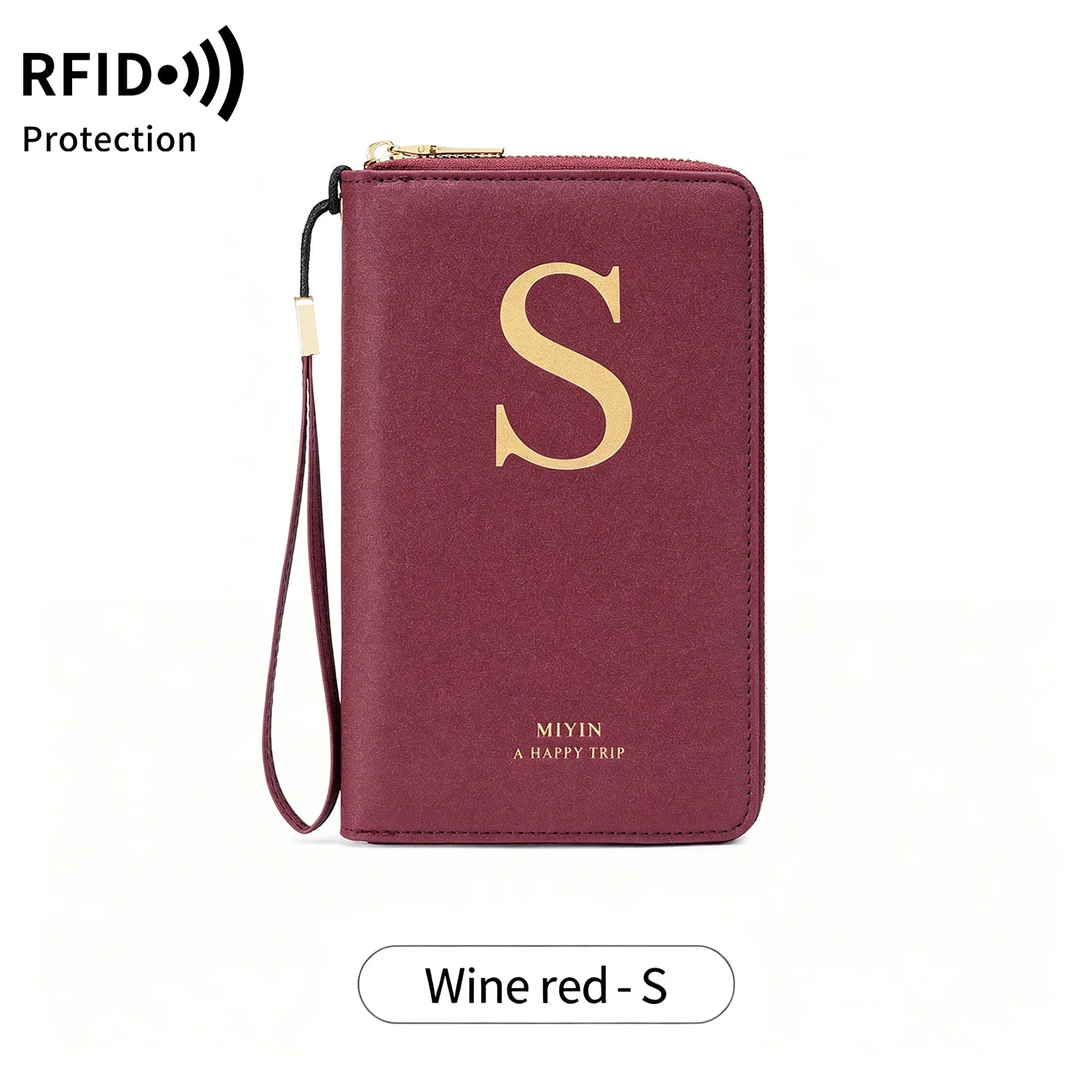 Multi-Functional RFID Blocking Passport Bag Travel Document Holder with Long Zipper Ticket Storage Wallet for Multiple Passports