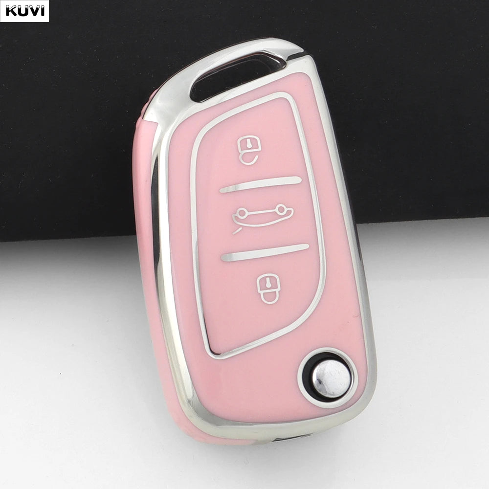Fashion TPU Car Flip Key Case Cover Shell For Citroen C1 C2 C3 C4 C5 XSARA PICA For Peugeot 306 407 807 For DS DS3 DS4 DS5 DS6