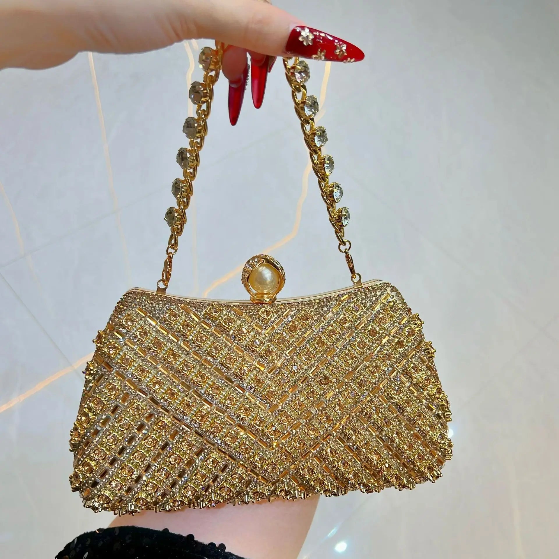 Rhinestones Diamond Evening Bags For Women Luxury Chain Shoulder Crossbody Bags Party Wedding Clutch Purse Handbags
