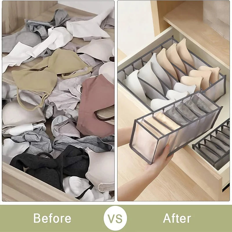 Underwear Drawer Organizer Storage Box Gruds Foldable Closet Organizers Trancparent Mesh Drawer Divider For Underpants Socks Bra