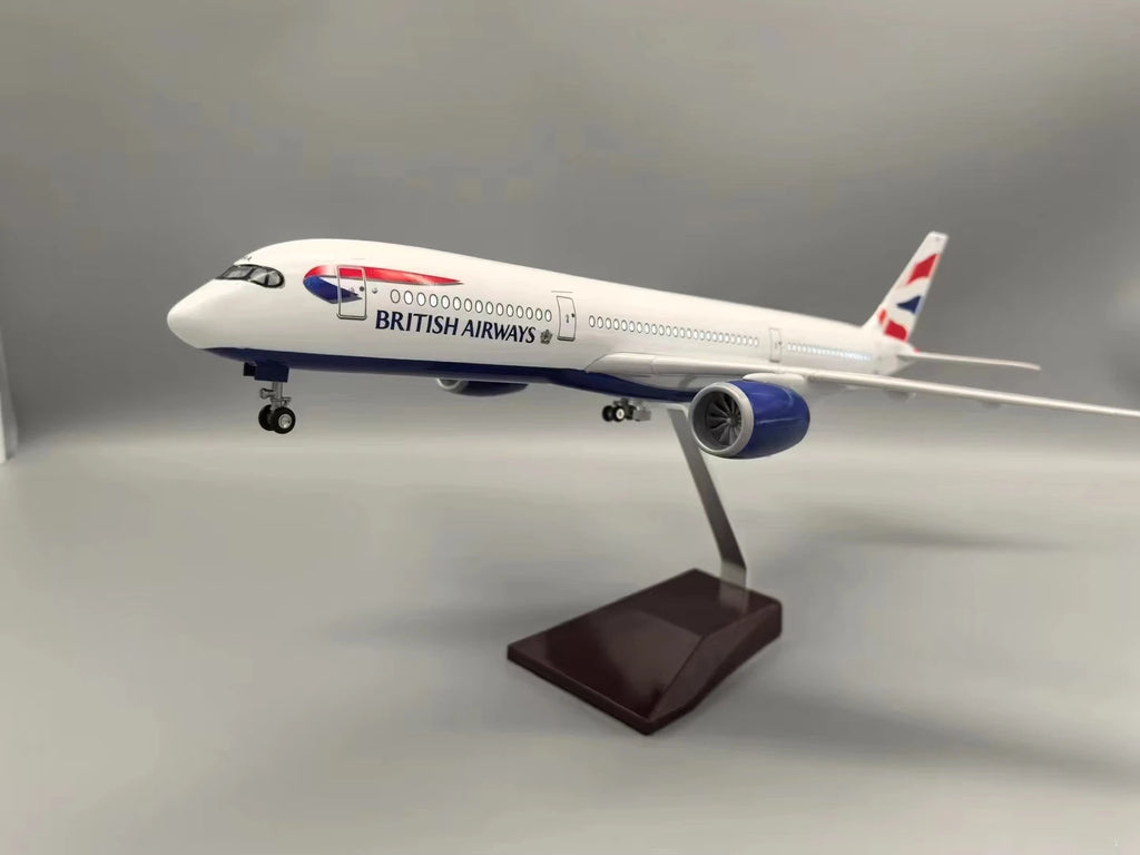 New 47cm Airplane Model A350 British Airlines 1:142 Scale Plane ABS Plastic Model With Lights Landing Gear Souvenirs Decoration